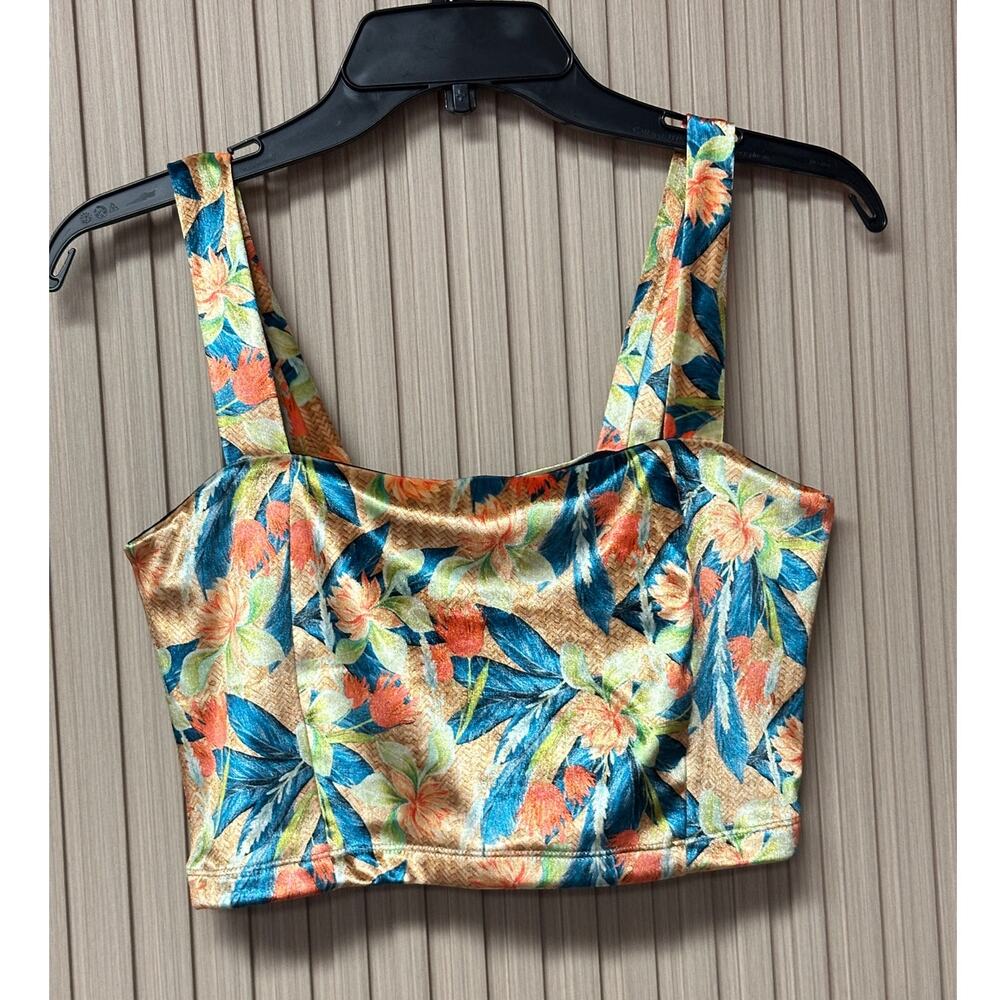 Água da Ilha Tropical Floral Jacquard Crop Top Size M